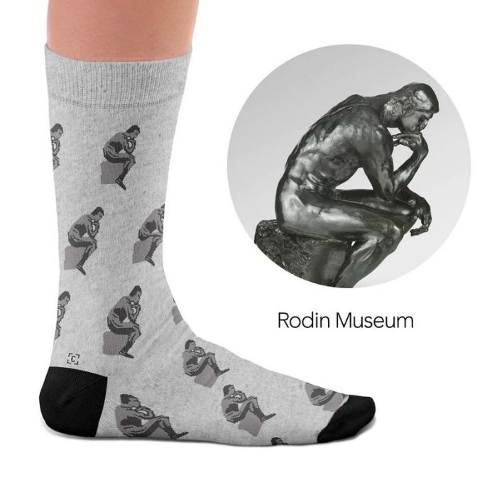 Socken Kunstwerke - Rodin "Der Denker"